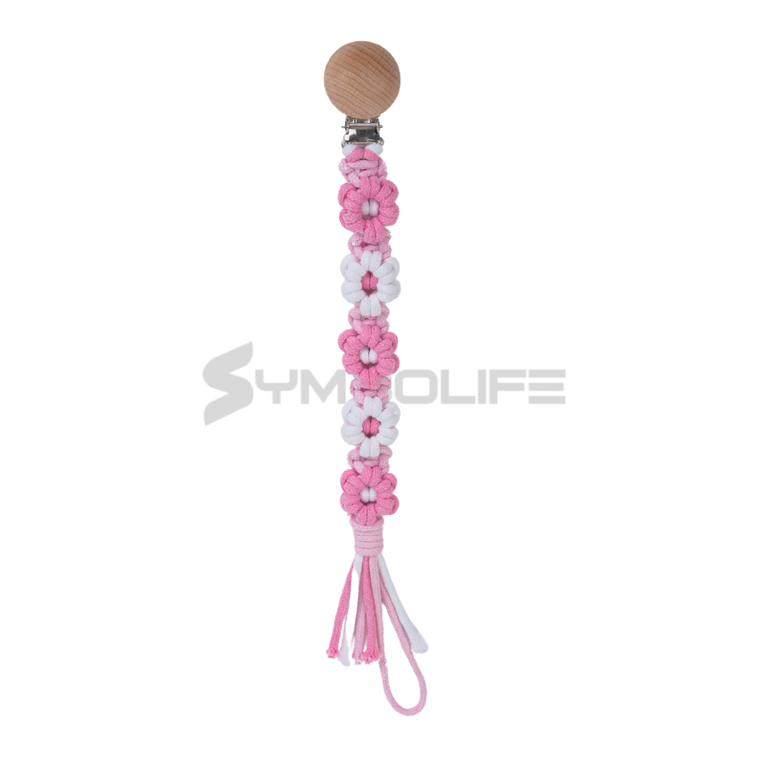 Handmade Daisy macrame Baby Pacifier Clip