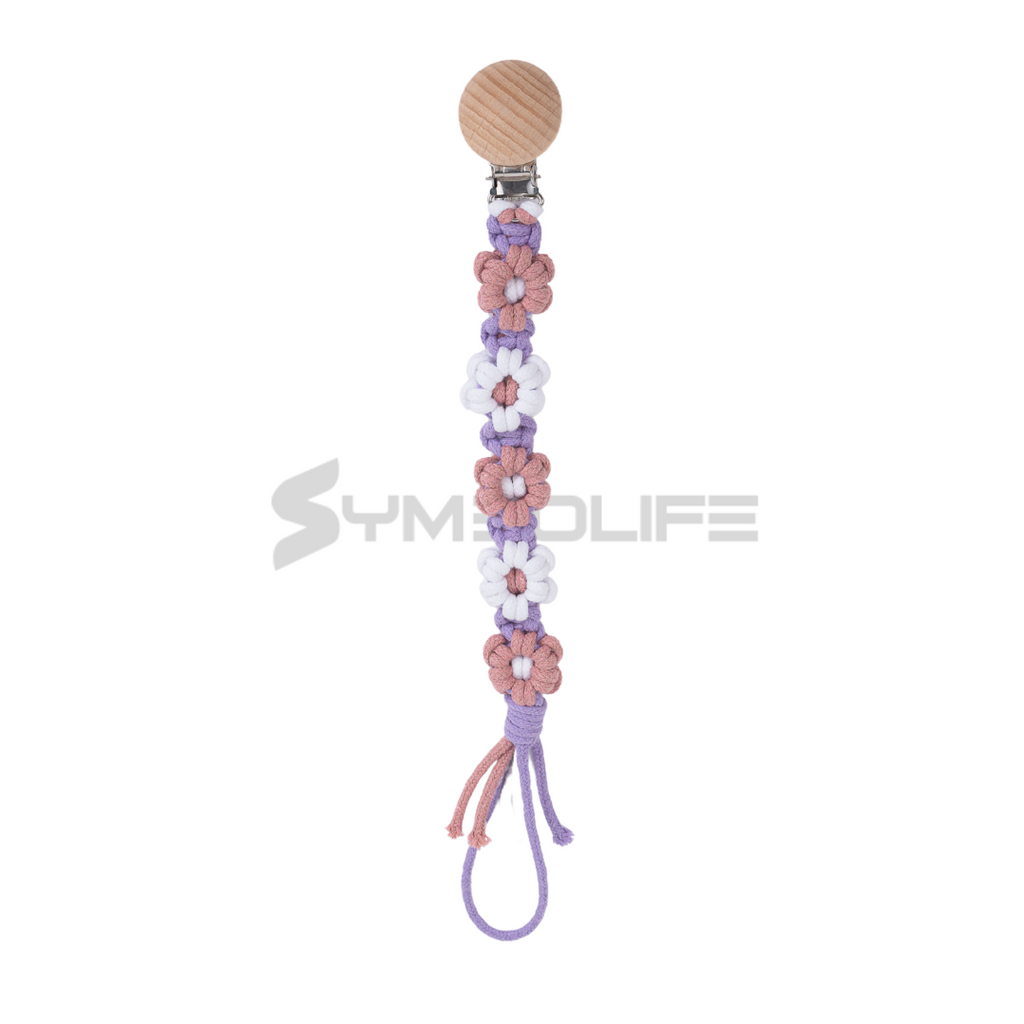 Handmade Daisy macrame Baby Pacifier Clip