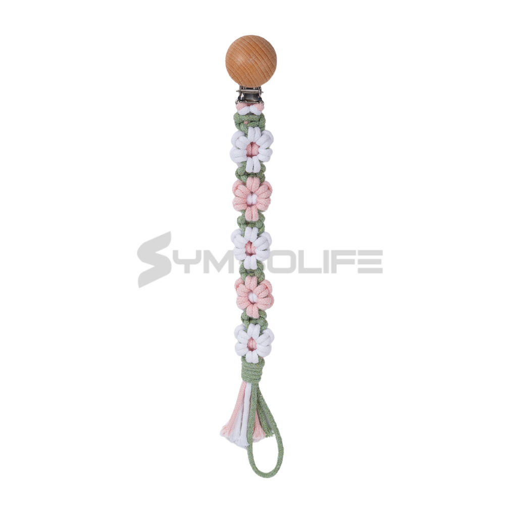 Handmade Daisy macrame Baby Pacifier Clip
