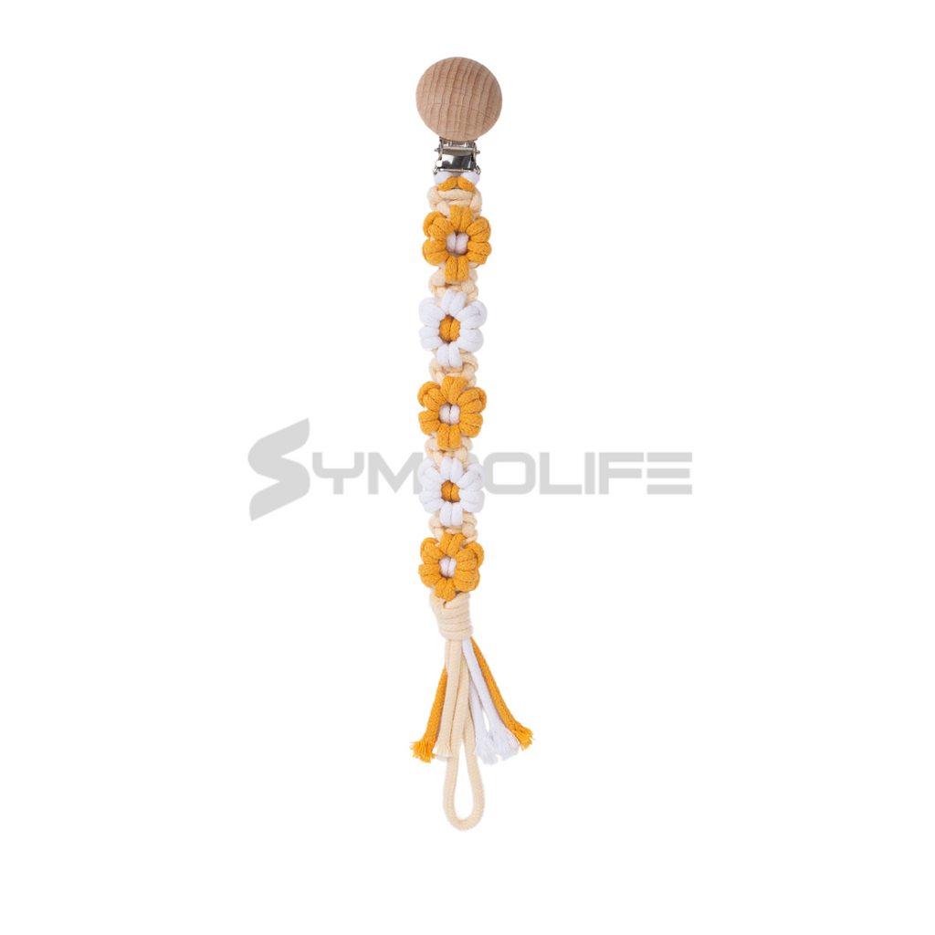 Handmade Daisy macrame Baby Pacifier Clip