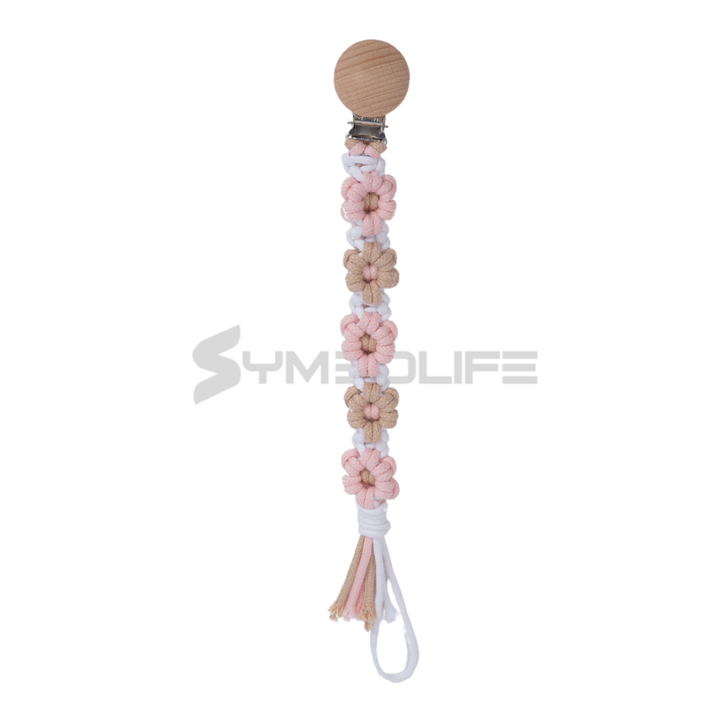 Handmade Daisy macrame Baby Pacifier Clip