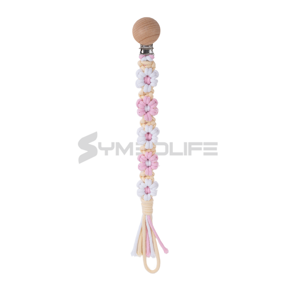 Handmade Daisy macrame Baby Pacifier Clip