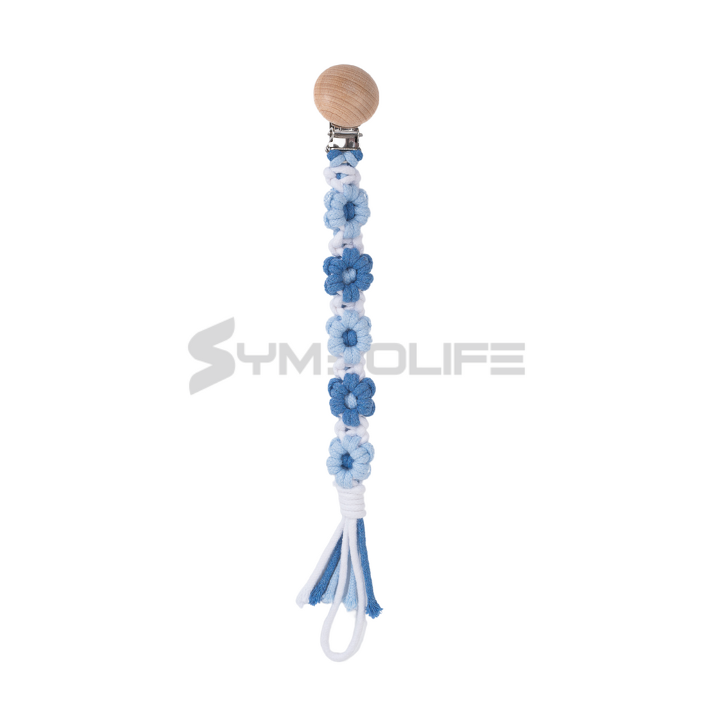 Handmade Daisy macrame Baby Pacifier Clip