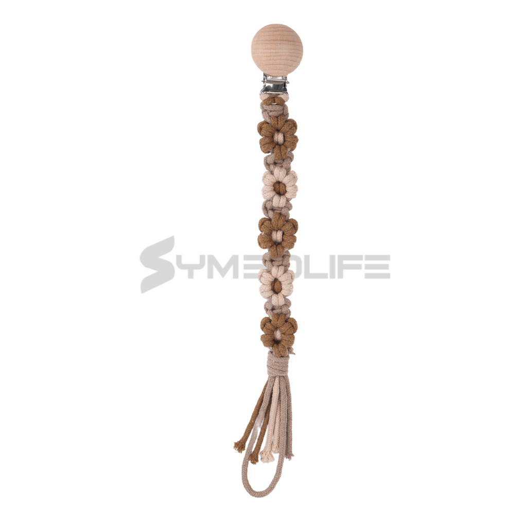 Handmade Daisy macrame Baby Pacifier Clip