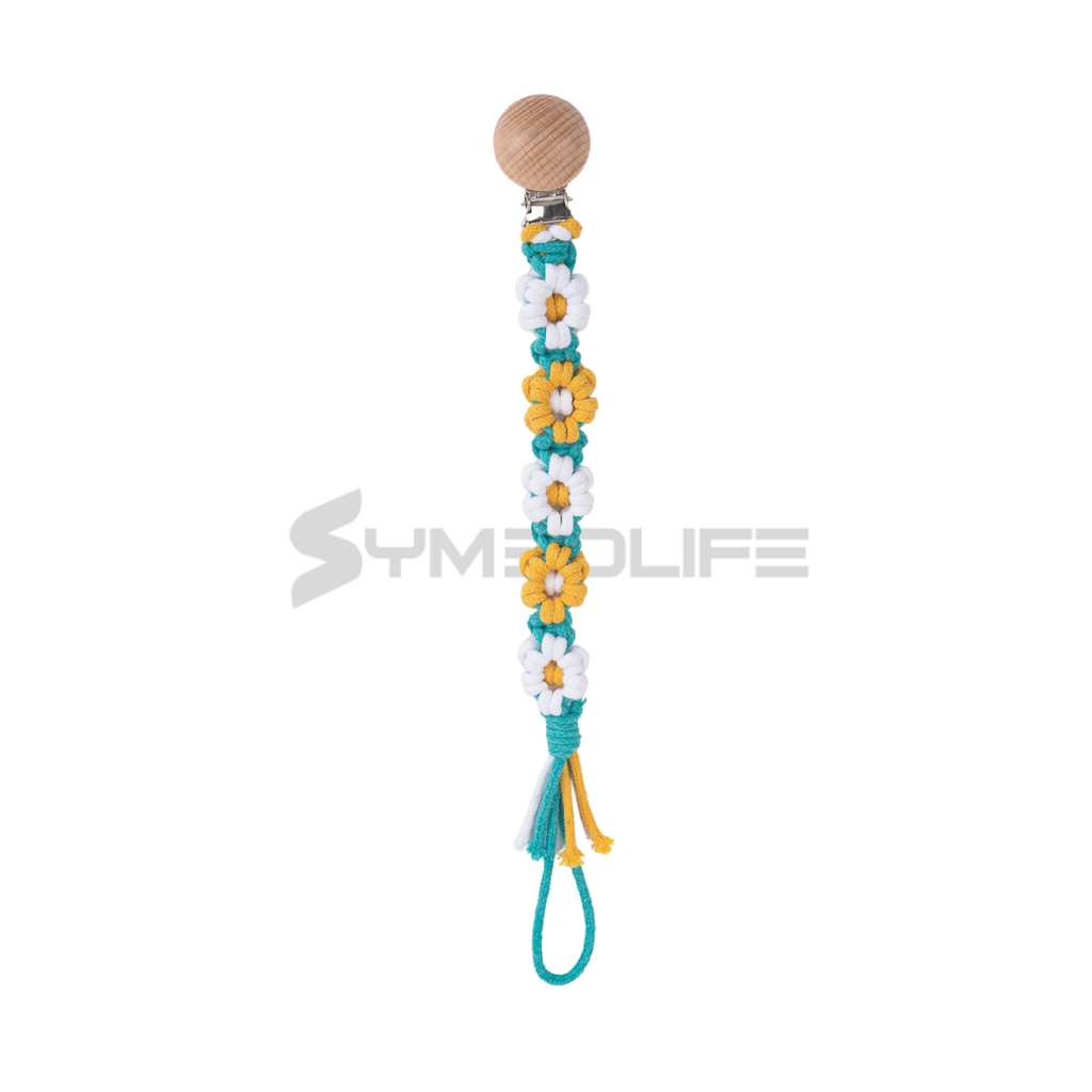 Handmade Daisy macrame Baby Pacifier Clip
