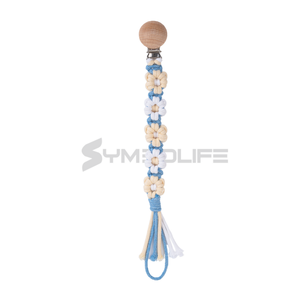 Handmade Daisy macrame Baby Pacifier Clip