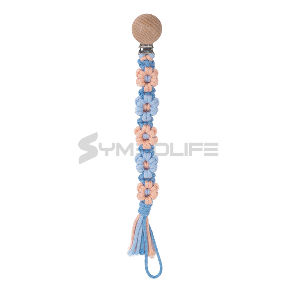 Handmade Daisy macrame Baby Pacifier Clip