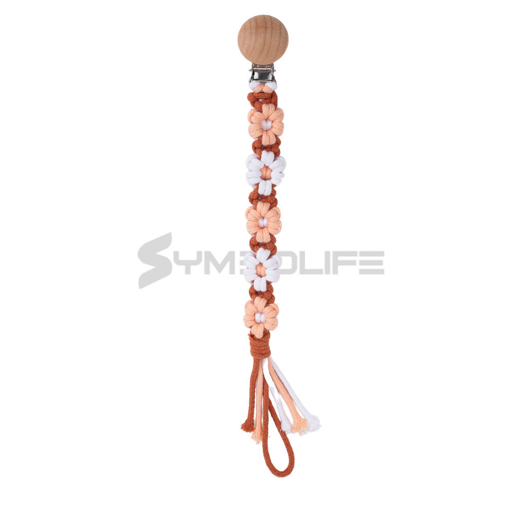 Handmade Daisy macrame Baby Pacifier Clip
