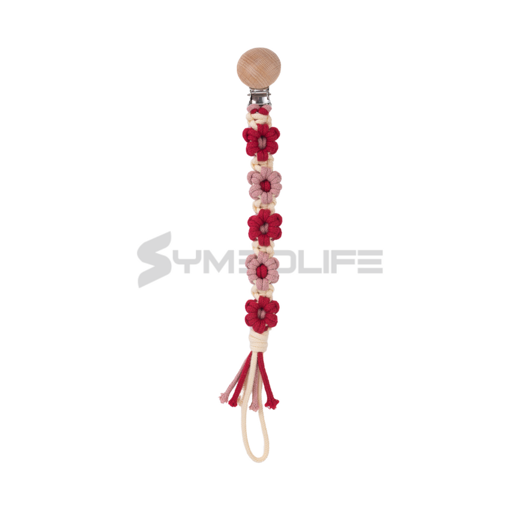 Handmade Daisy macrame Baby Pacifier Clip