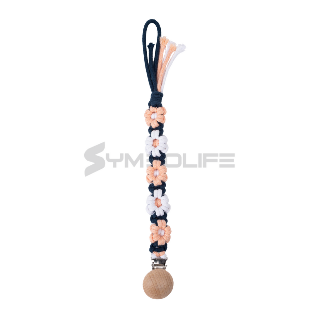 Handmade Daisy macrame Baby Pacifier Clip