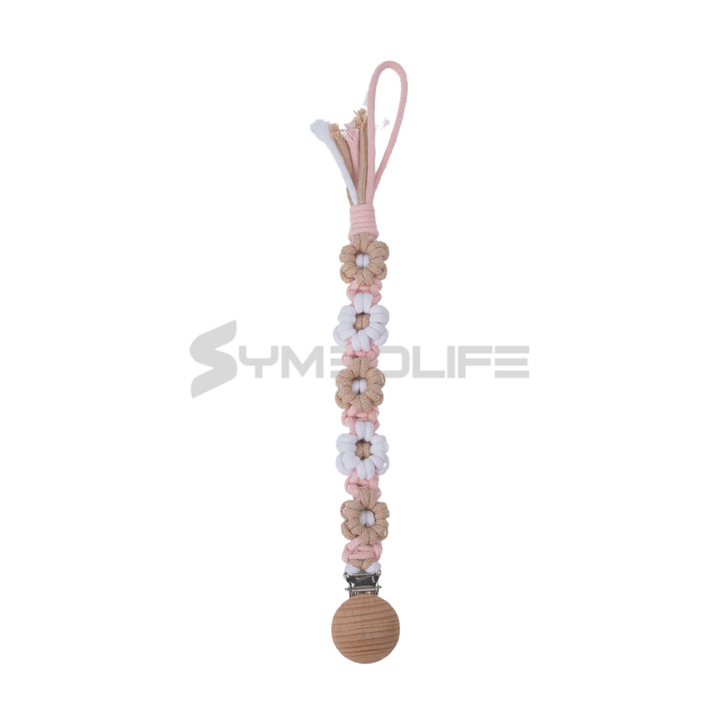 Handmade Daisy macrame Baby Pacifier Clip