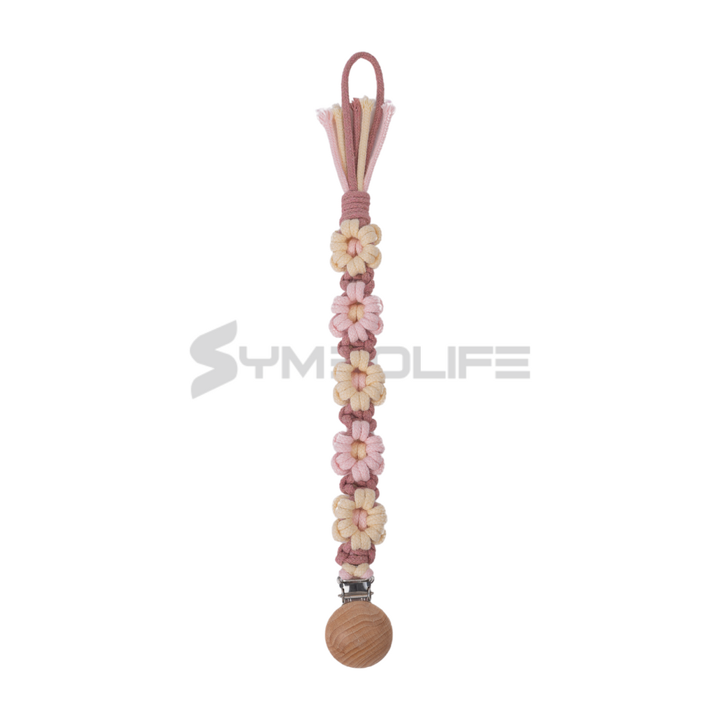Handmade Daisy macrame Baby Pacifier Clip
